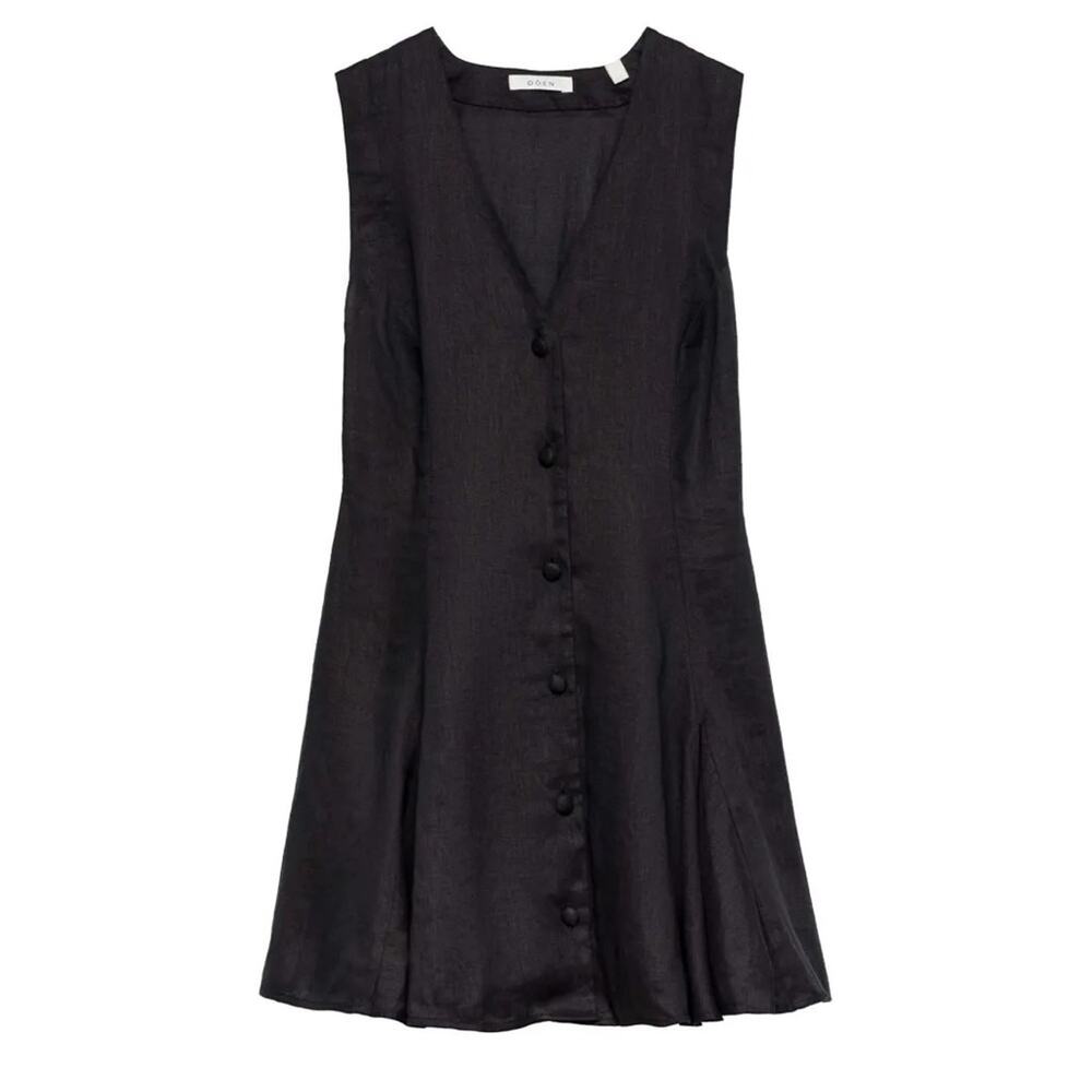 Doen Black Sleeveless Button-Front Mini Dress - Picture 12 of 14
